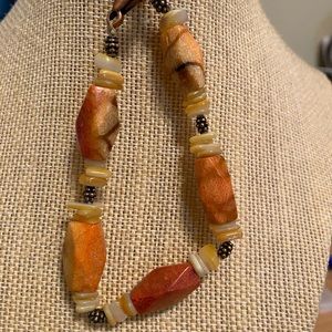 Bracelet 7.5 inches real apple coral and copper